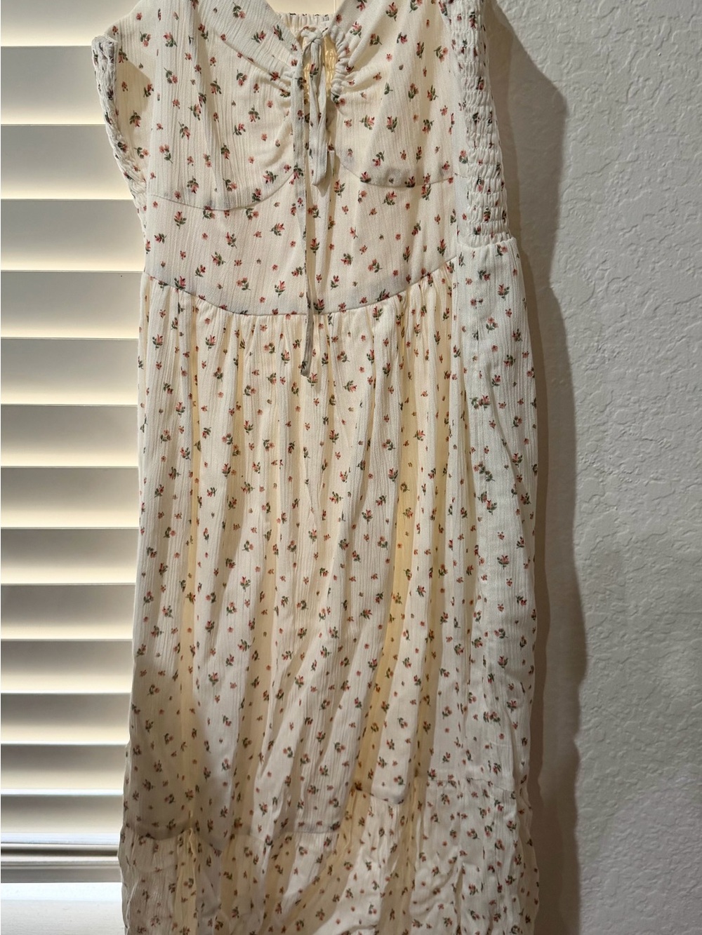 Cream Floral Midi Dress